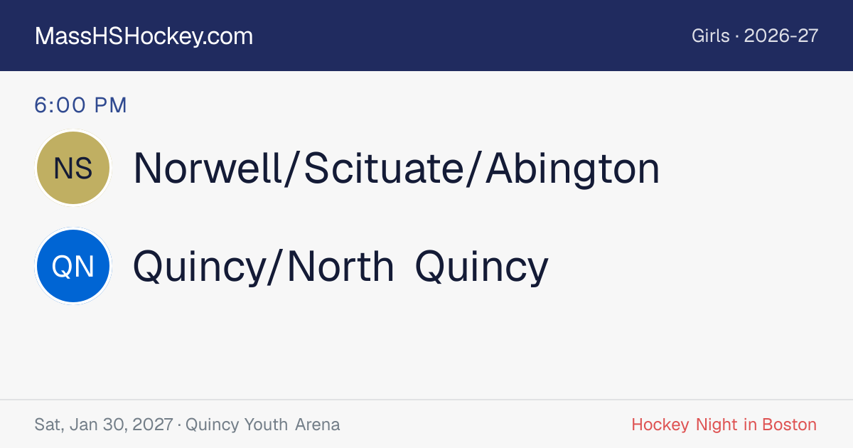 Norwell/Scituate/Abington at Quincy/North Quincy score card