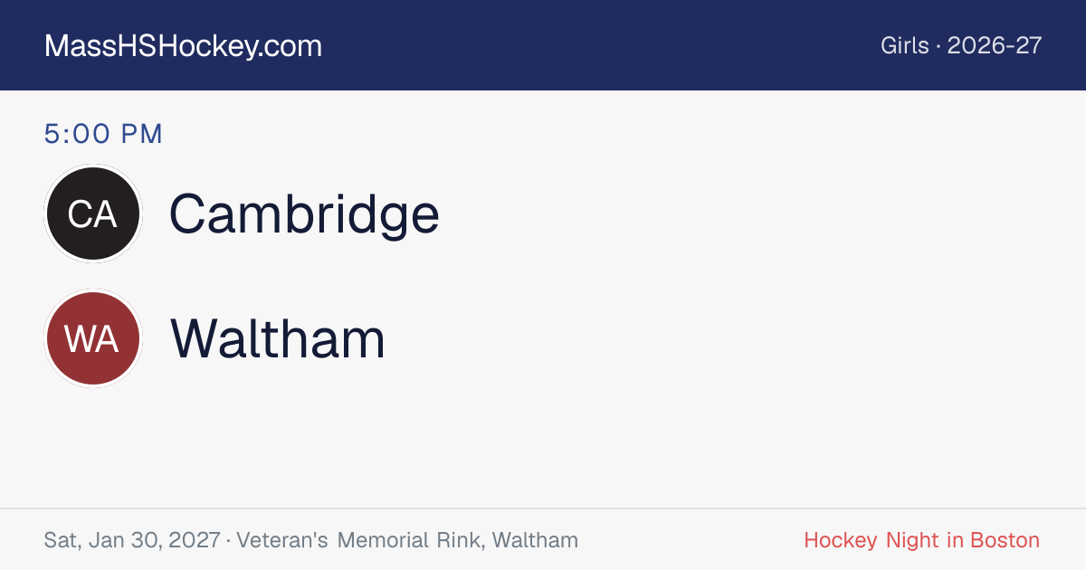 Cambridge at Waltham score card