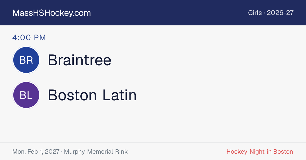 Braintree at Boston Latin score card