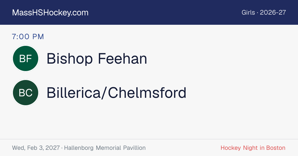 Bishop Feehan at Billerica/Chelmsford score card