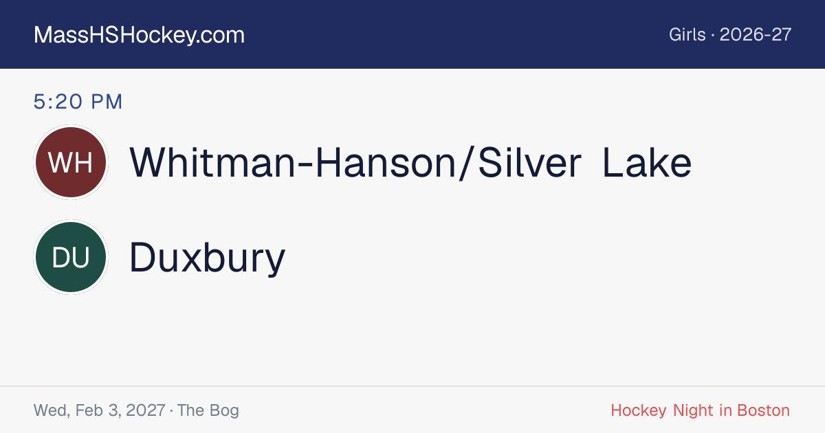Whitman-Hanson/Silver Lake at Duxbury score card