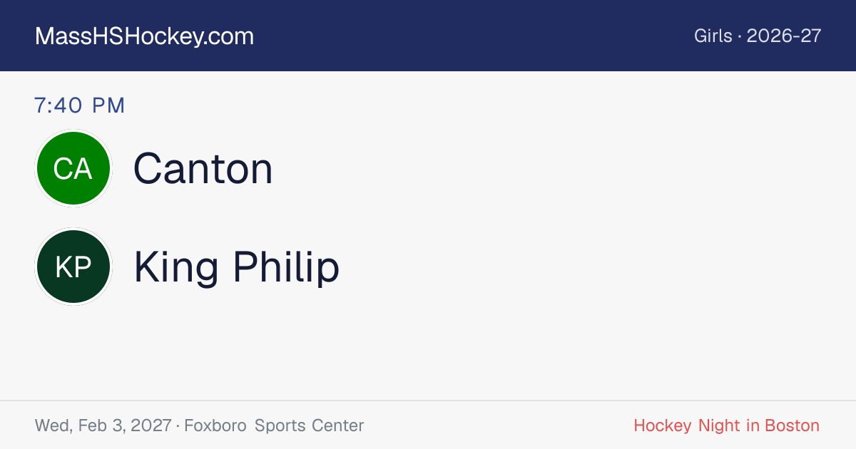 Canton at King Philip score card