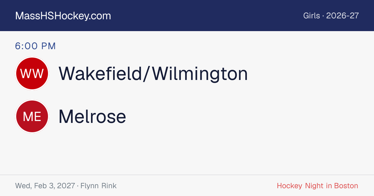 Wakefield/Wilmington at Melrose score card