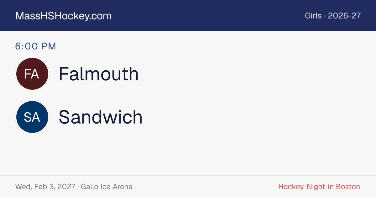 Falmouth at Sandwich score card