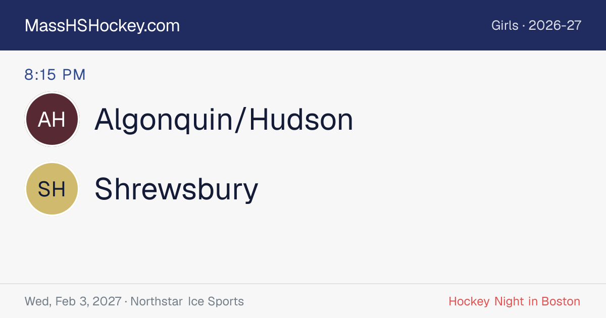 Algonquin/Hudson at Shrewsbury score card
