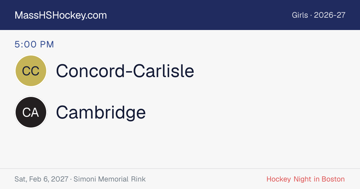 Concord-Carlisle at Cambridge score card