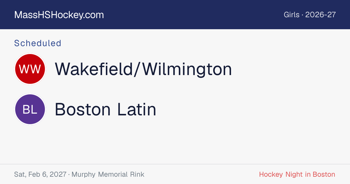 Wakefield/Wilmington at Boston Latin score card