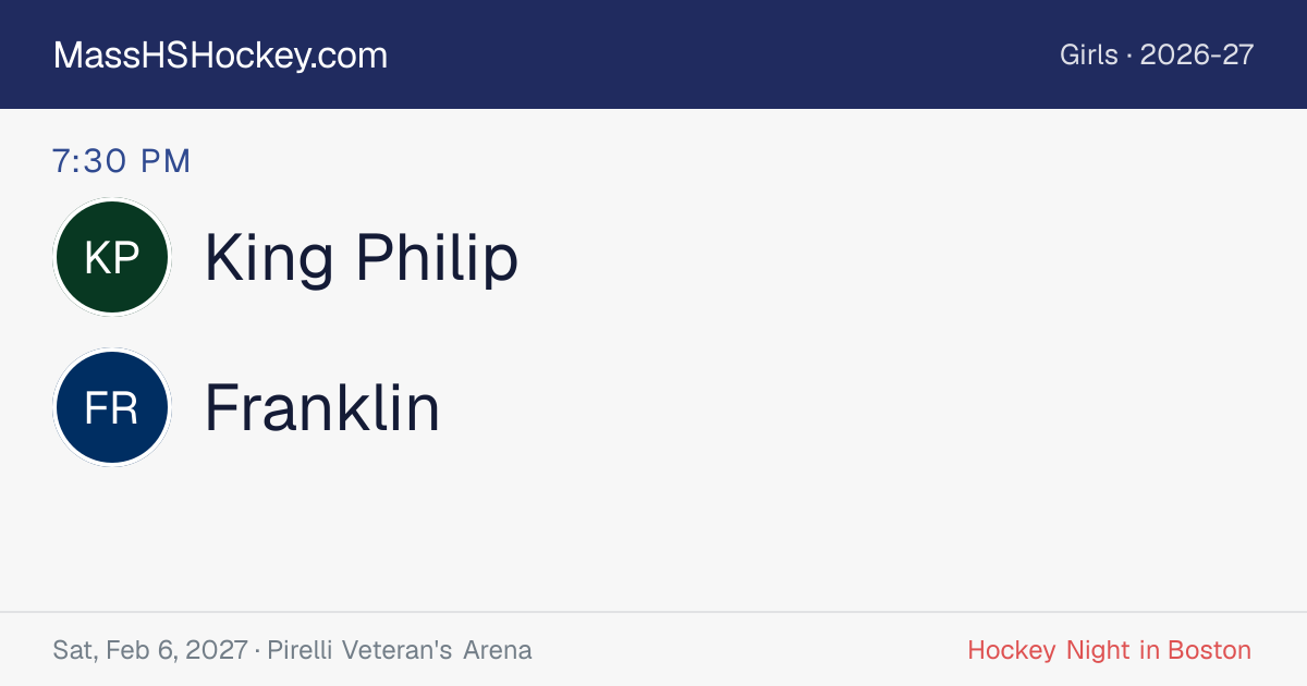 King Philip at Franklin score card