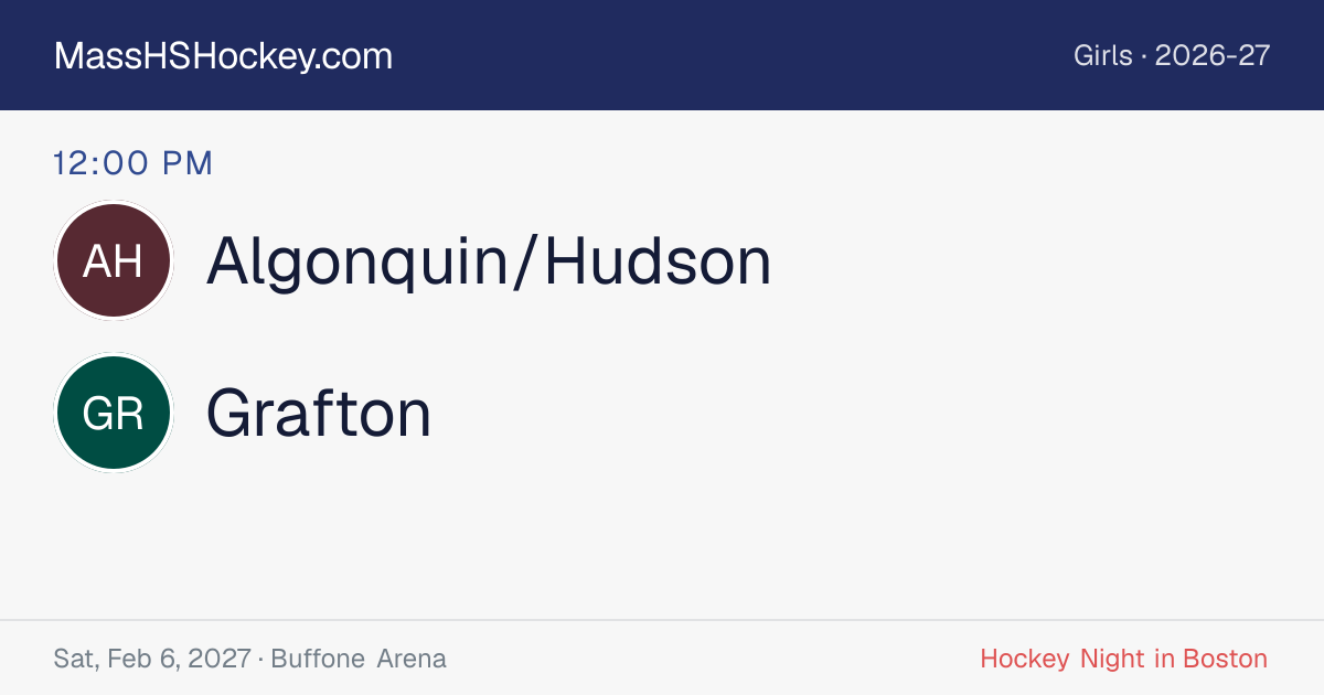 Algonquin/Hudson at Grafton score card