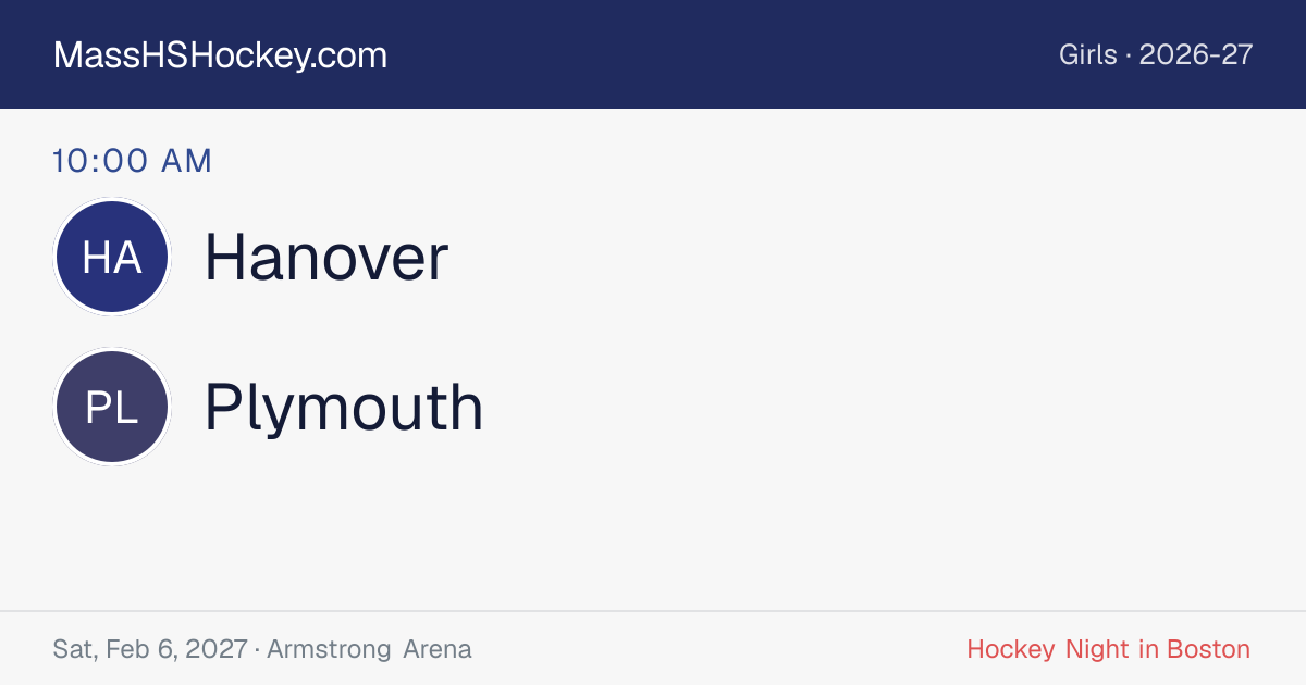 Hanover at Plymouth score card