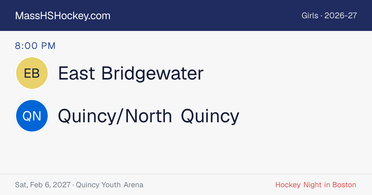 East Bridgewater at Quincy/North Quincy score card