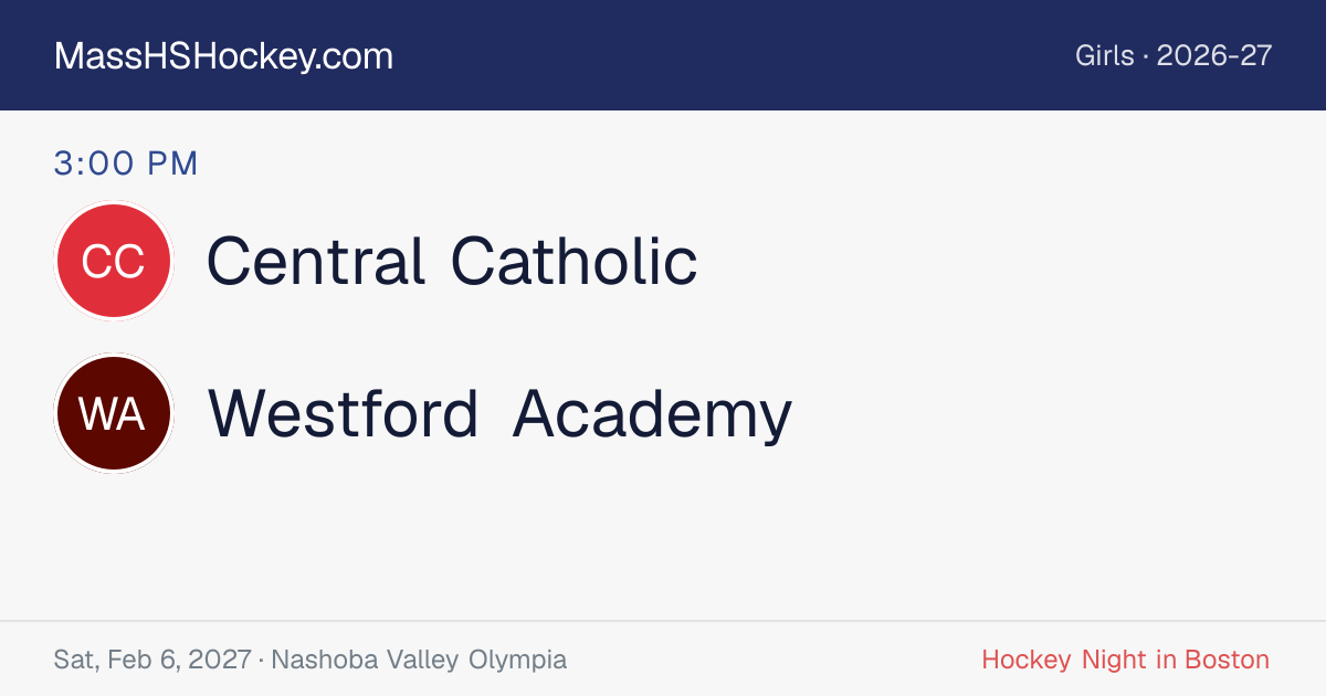 Central Catholic at Westford Academy score card