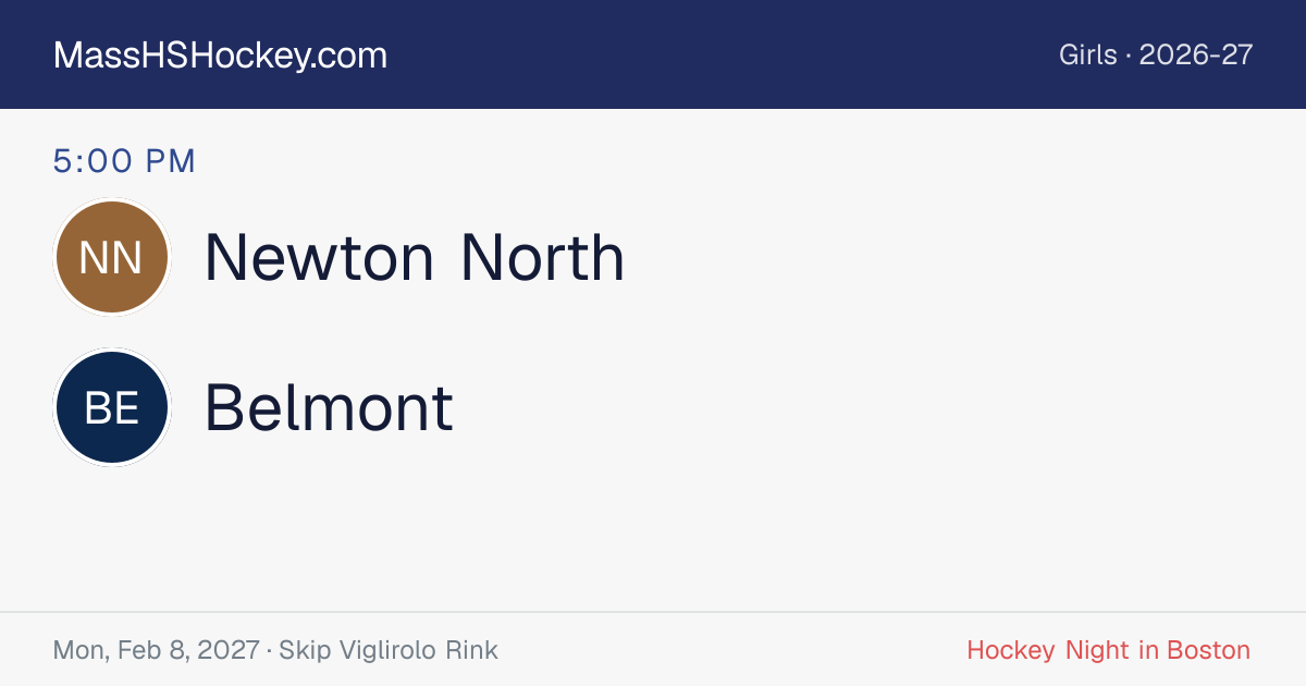 Newton North at Belmont score card