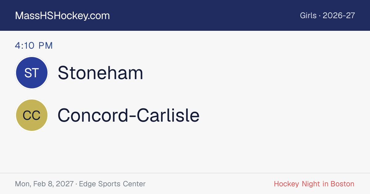Stoneham at Concord-Carlisle score card