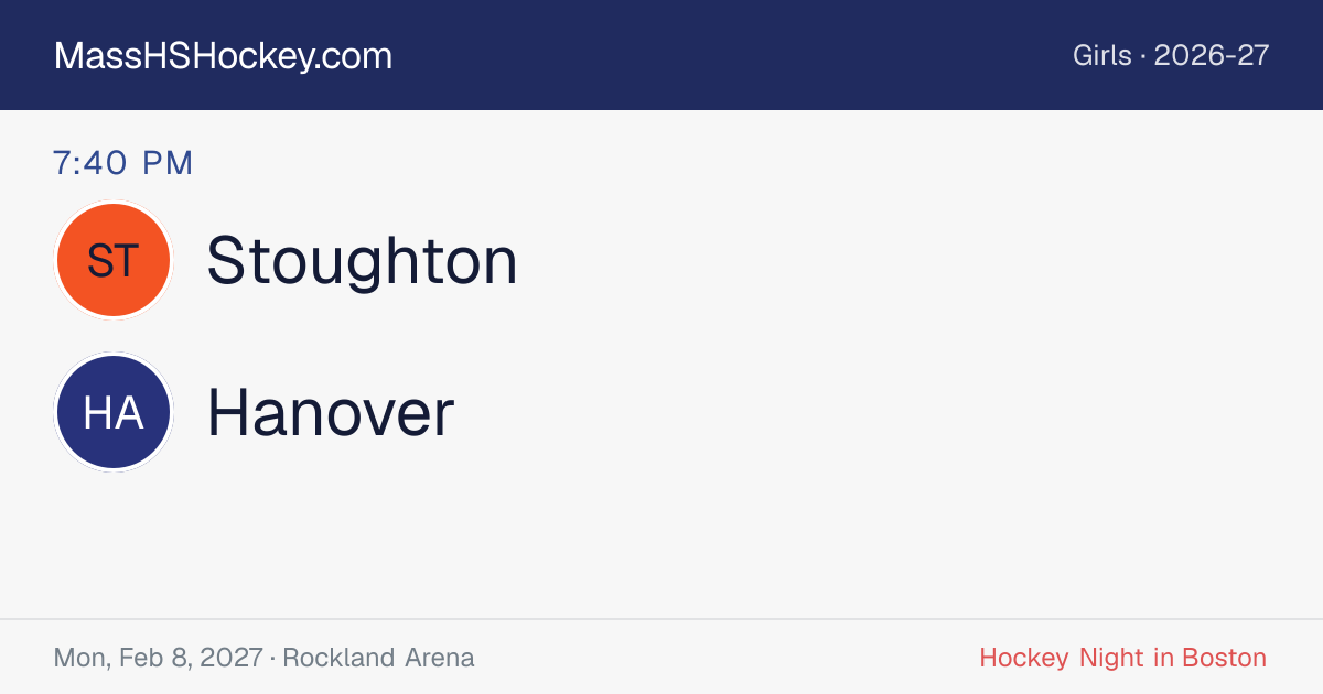 Stoughton at Hanover score card