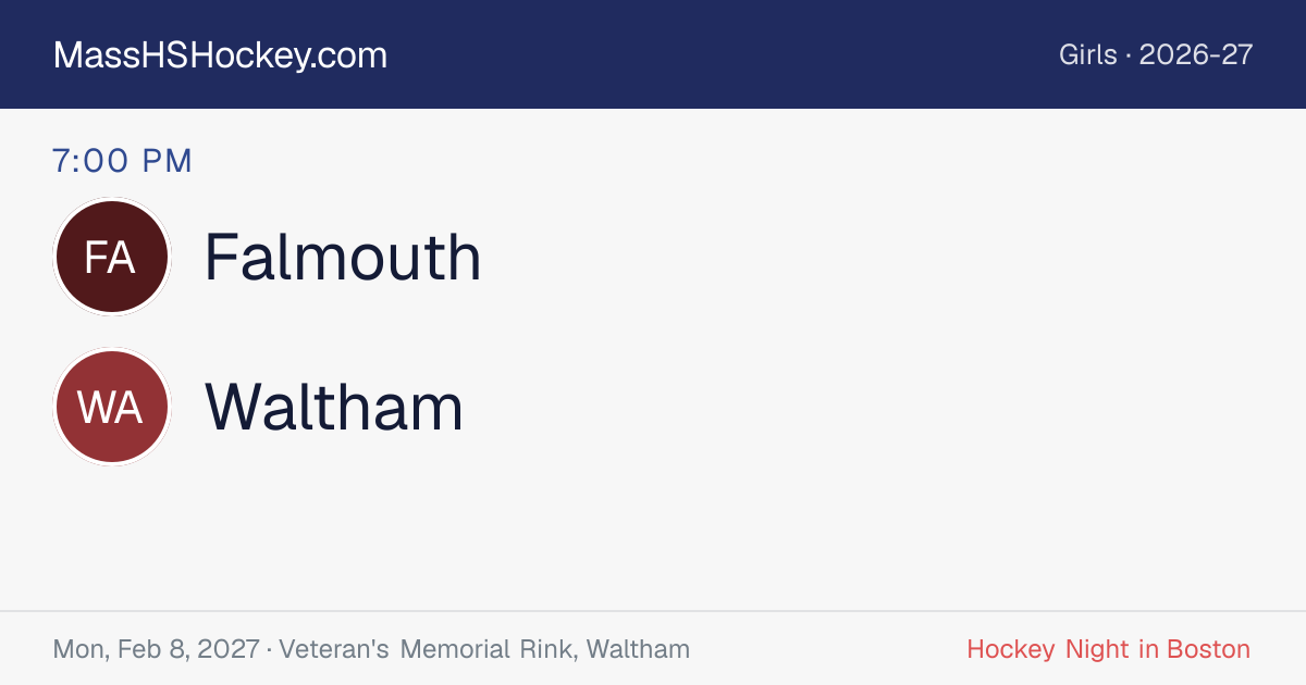 Falmouth at Waltham score card