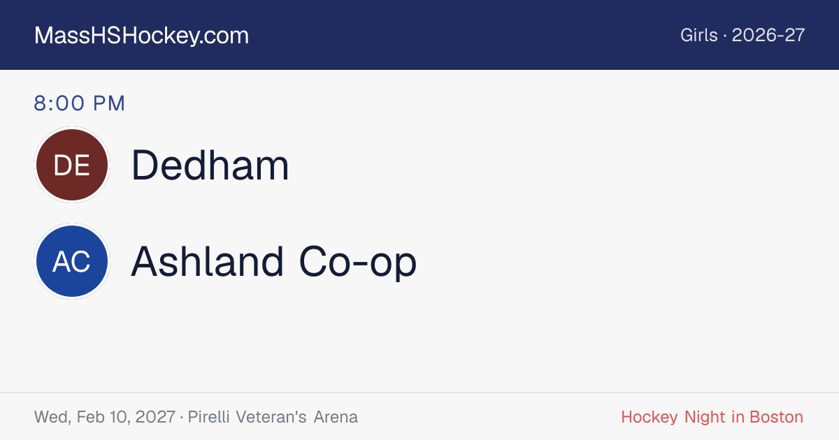 Dedham at Ashland Co-op score card