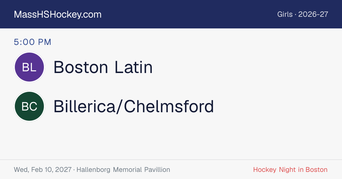 Boston Latin at Billerica/Chelmsford score card