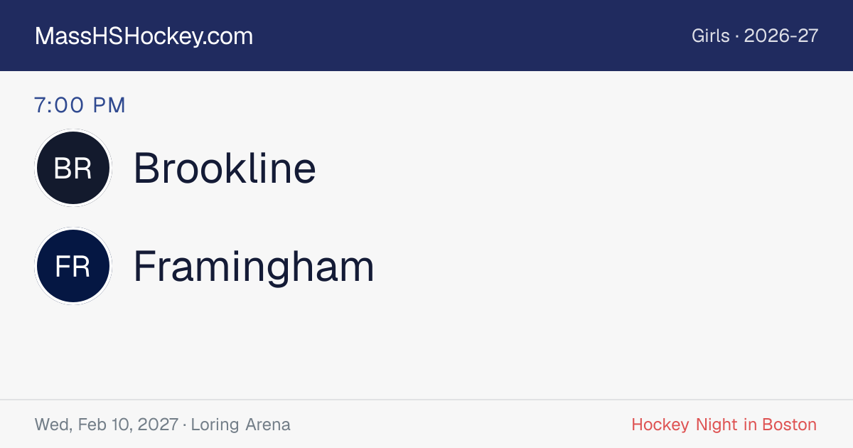 Brookline at Framingham score card
