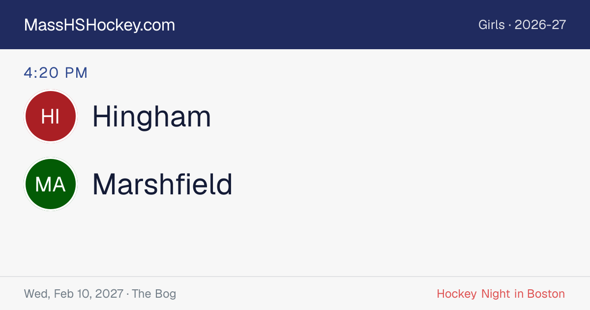 Hingham at Marshfield score card