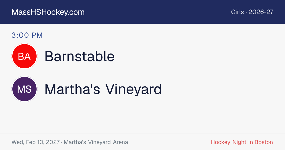Barnstable at Martha's Vineyard score card