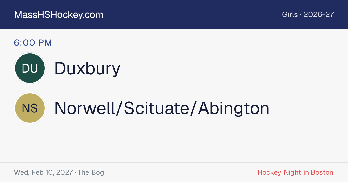 Duxbury at Norwell/Scituate/Abington score card