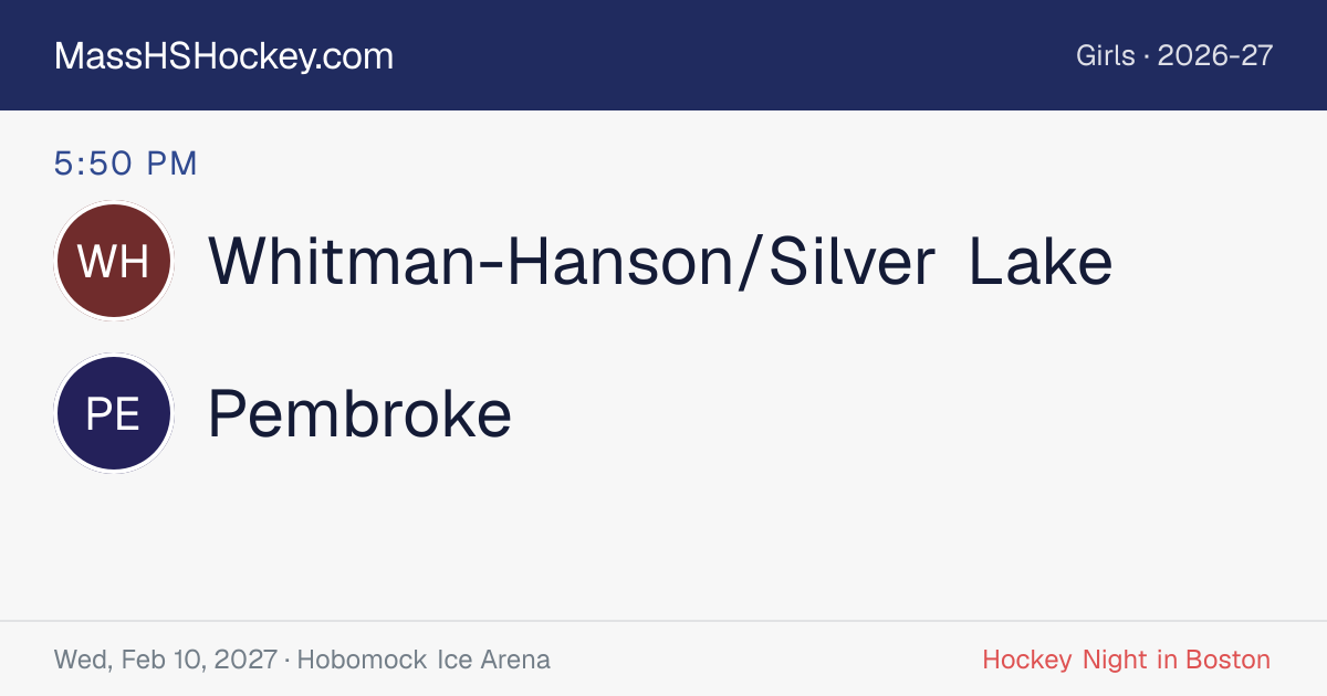 Whitman-Hanson/Silver Lake at Pembroke score card