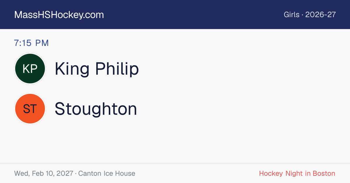 King Philip at Stoughton score card