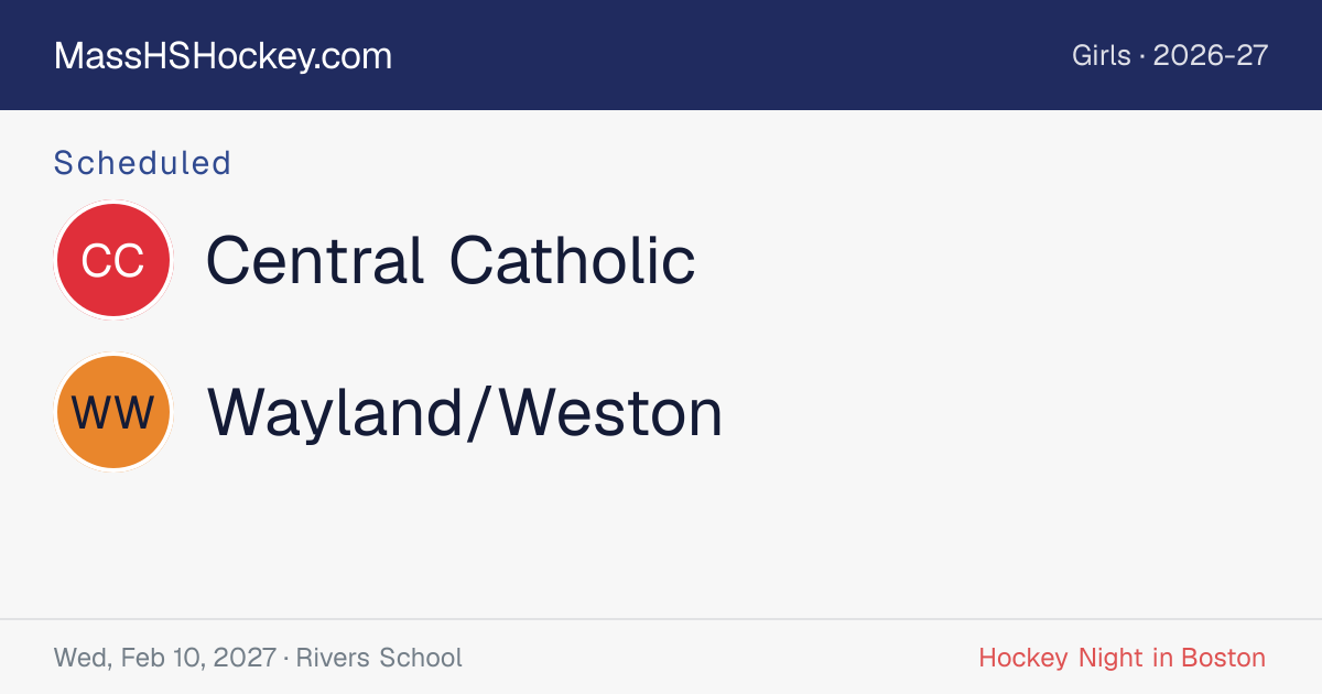 Central Catholic at Wayland/Weston score card