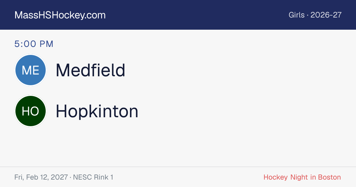 Medfield at Hopkinton score card