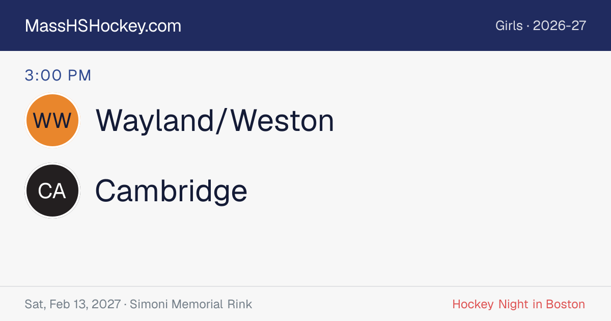 Wayland/Weston at Cambridge score card