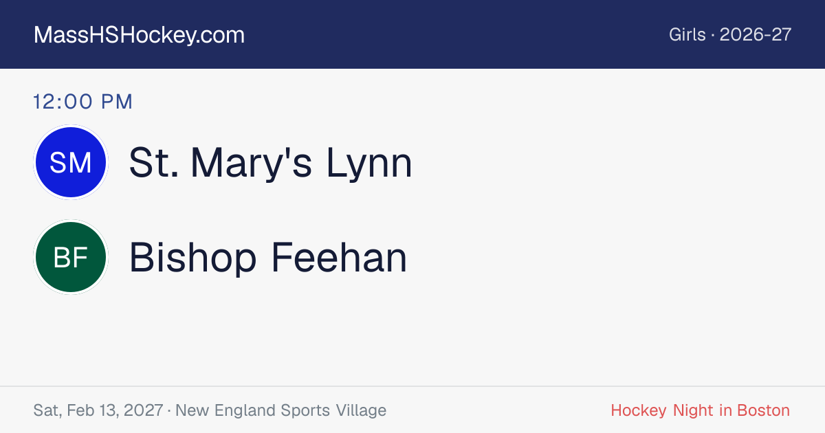 St. Mary's Lynn at Bishop Feehan score card