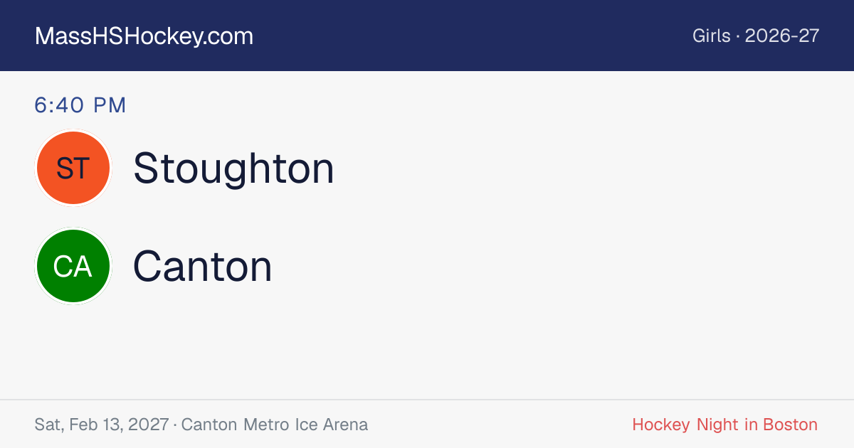 Stoughton at Canton score card