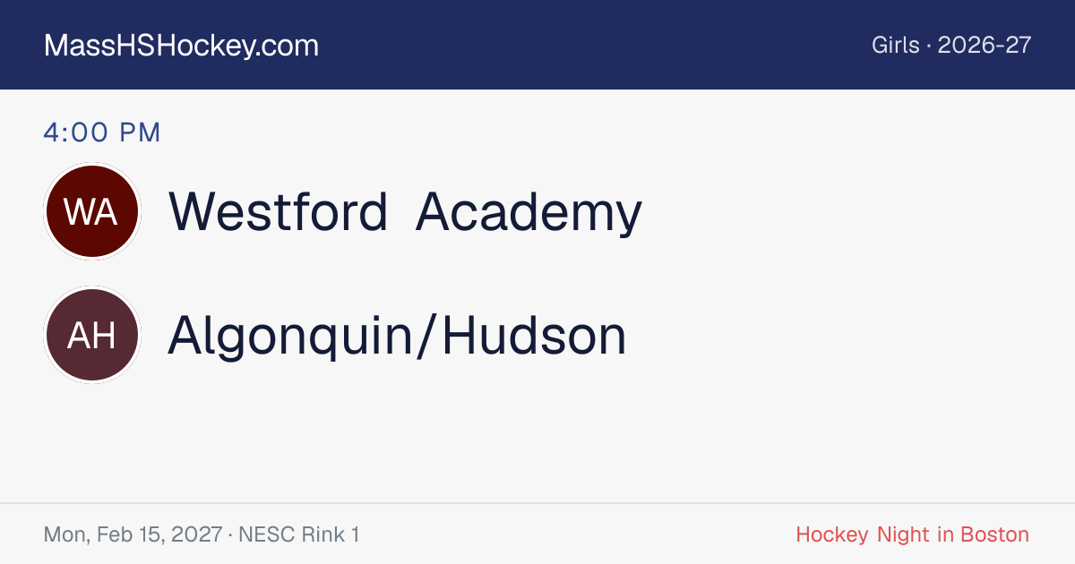 Westford Academy at Algonquin/Hudson score card