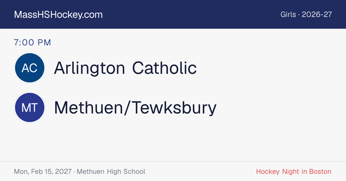 Arlington Catholic at Methuen/Tewksbury score card