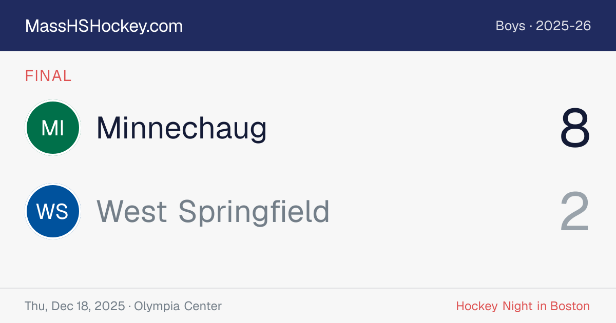 Minnechaug at West Springfield score card