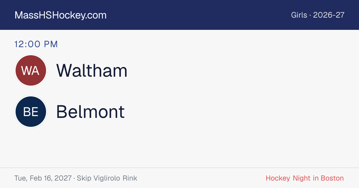 Waltham at Belmont score card