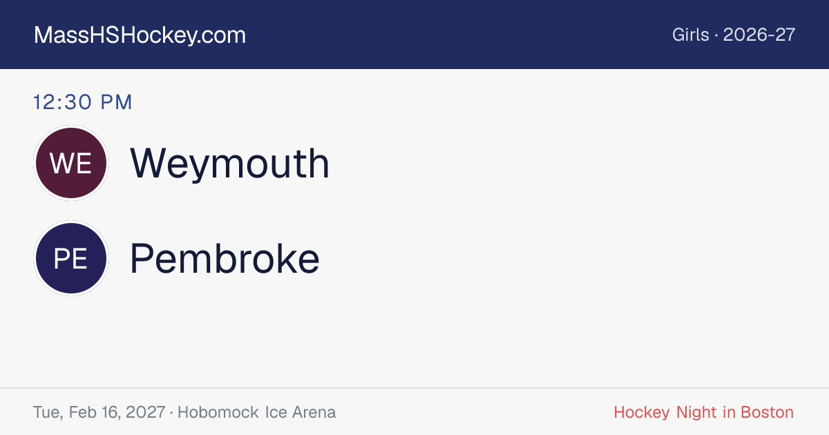 Weymouth at Pembroke score card