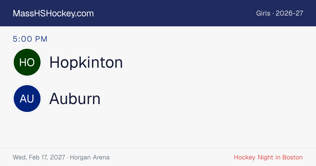 Hopkinton at Auburn score card