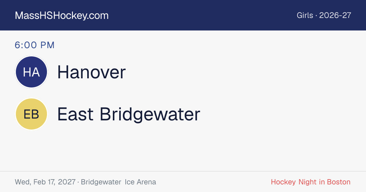 Hanover at East Bridgewater score card