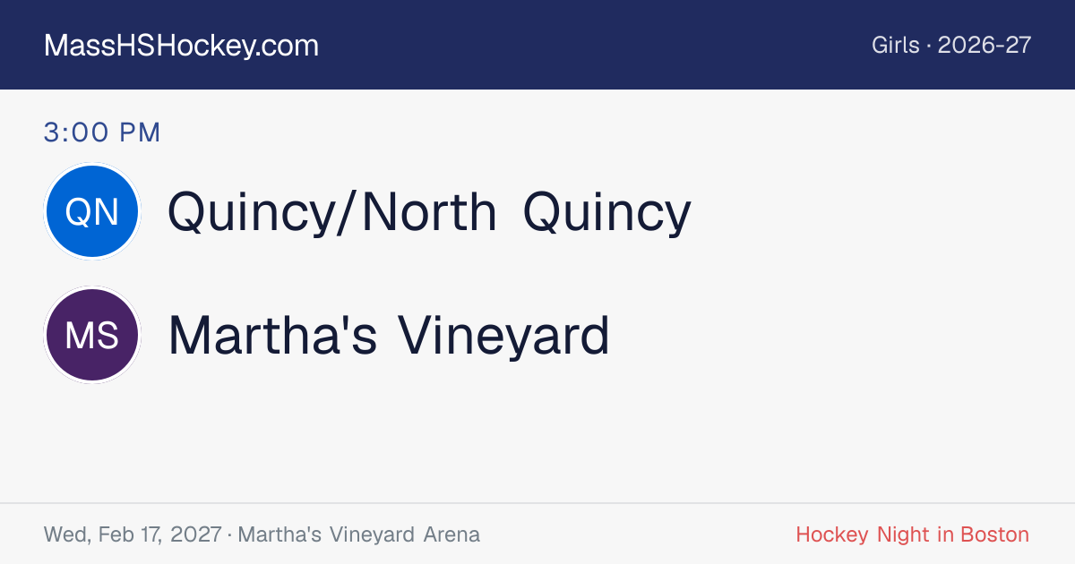 Quincy/North Quincy at Martha's Vineyard score card