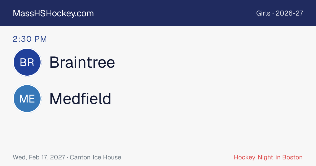 Braintree at Medfield score card