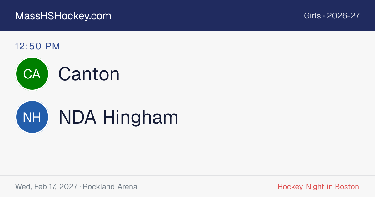 Canton at NDA Hingham score card