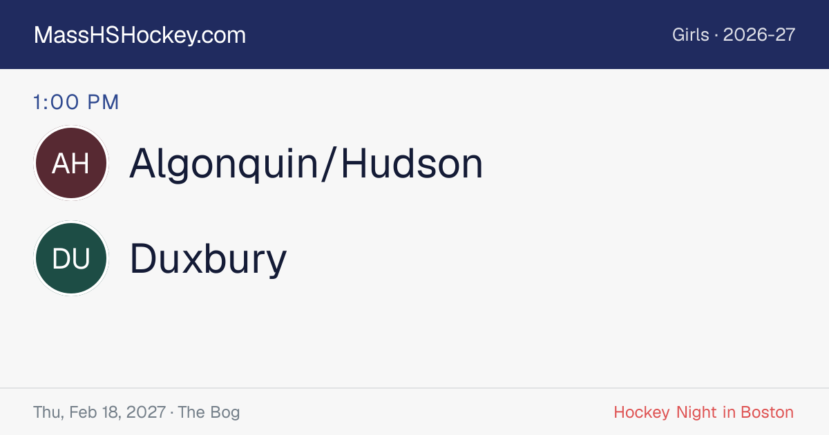 Algonquin/Hudson at Duxbury score card