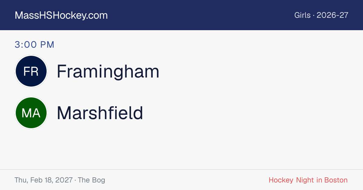 Framingham at Marshfield score card