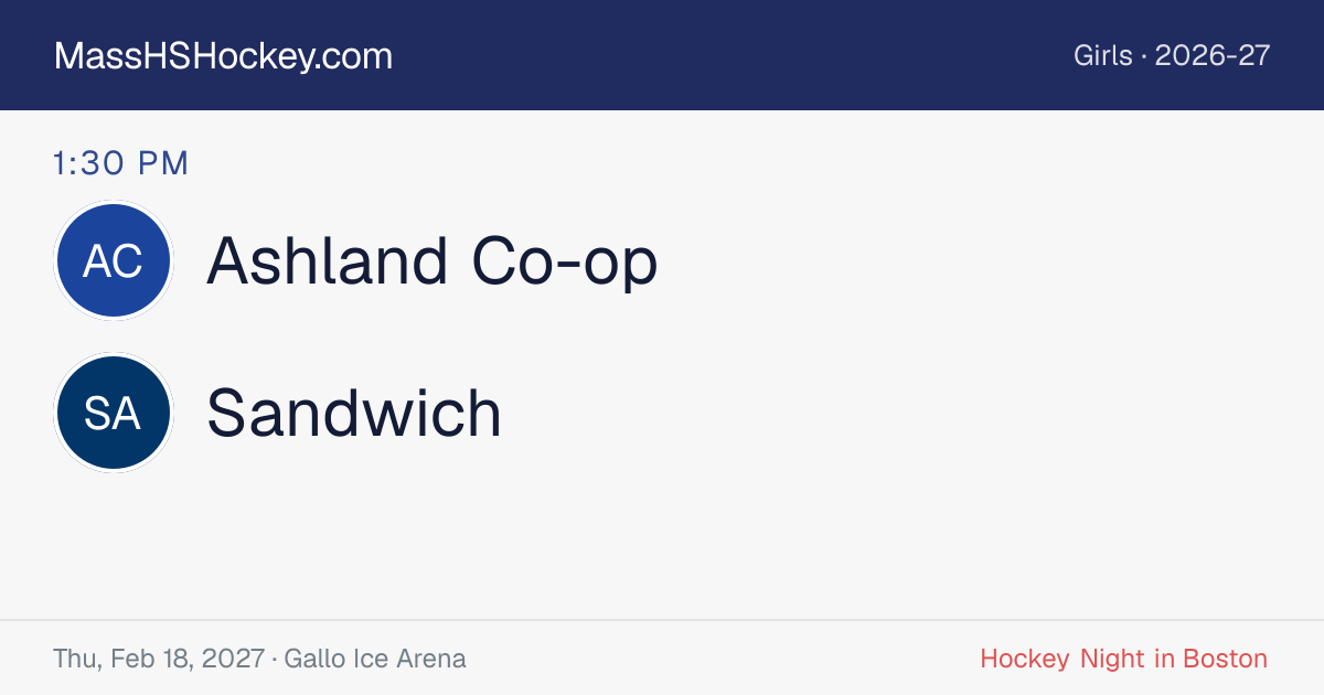 Ashland Co-op at Sandwich score card