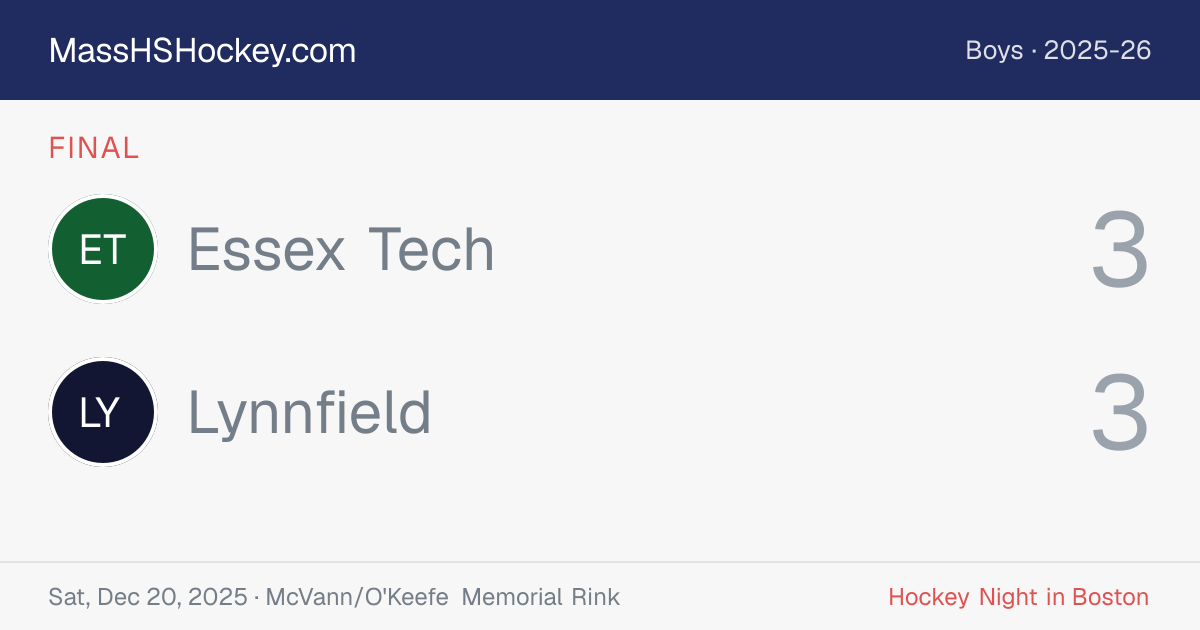 Essex Tech at Lynnfield score card