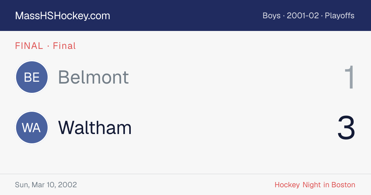 Belmont at Waltham score card