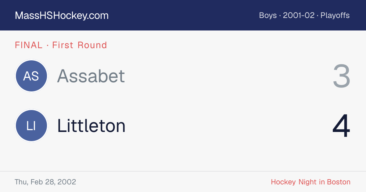 Assabet at Littleton score card