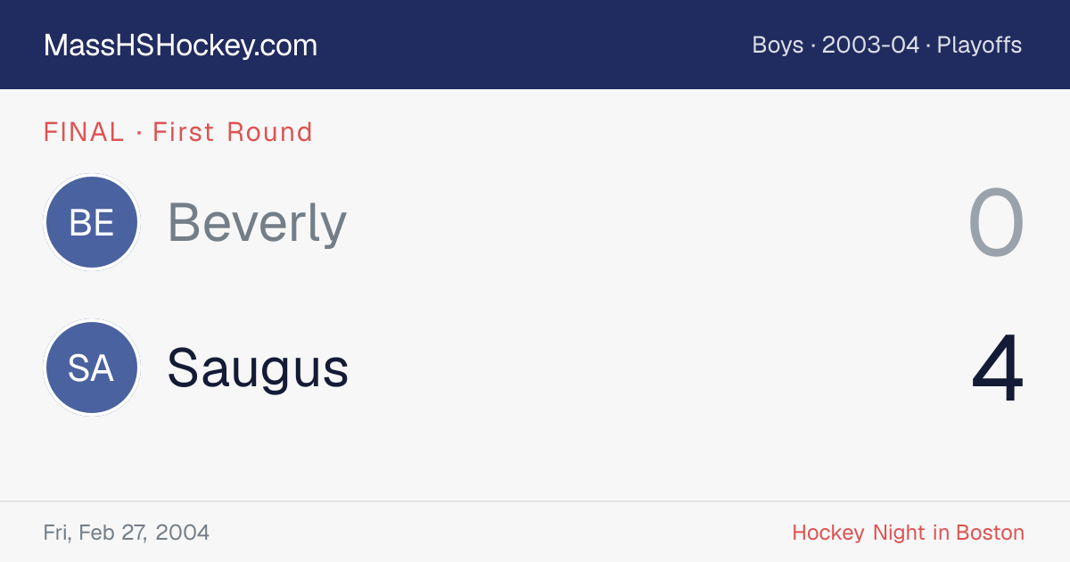 Beverly at Saugus score card